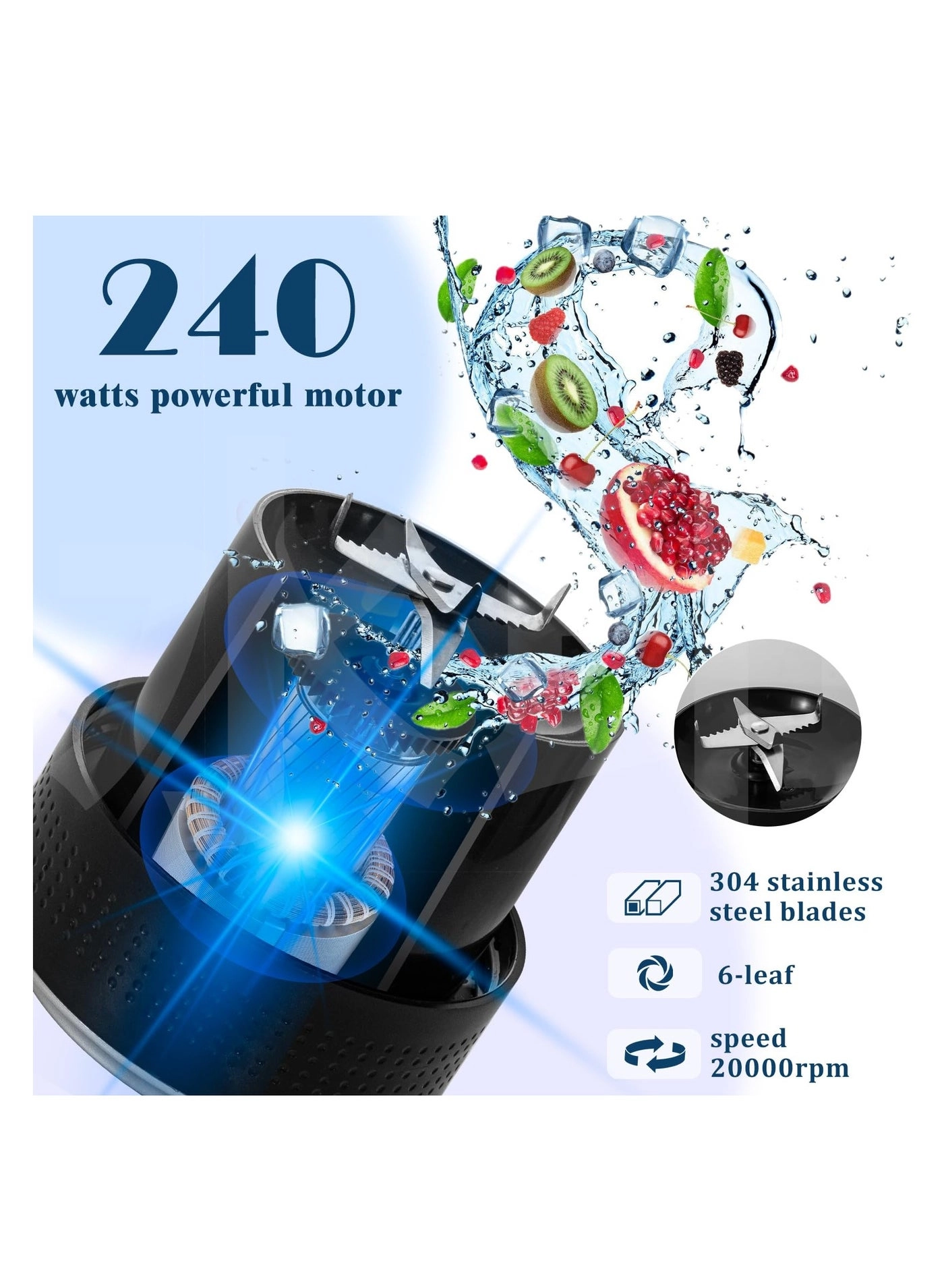 Portable Blender - USB Rechargeable IPx67 Waterproof BPA-Free