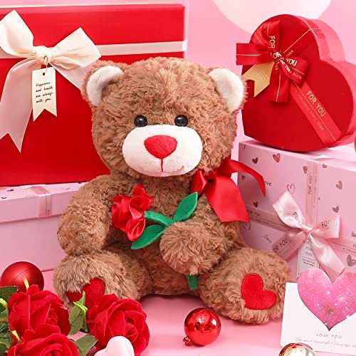 Bear With Rose - 27 cm