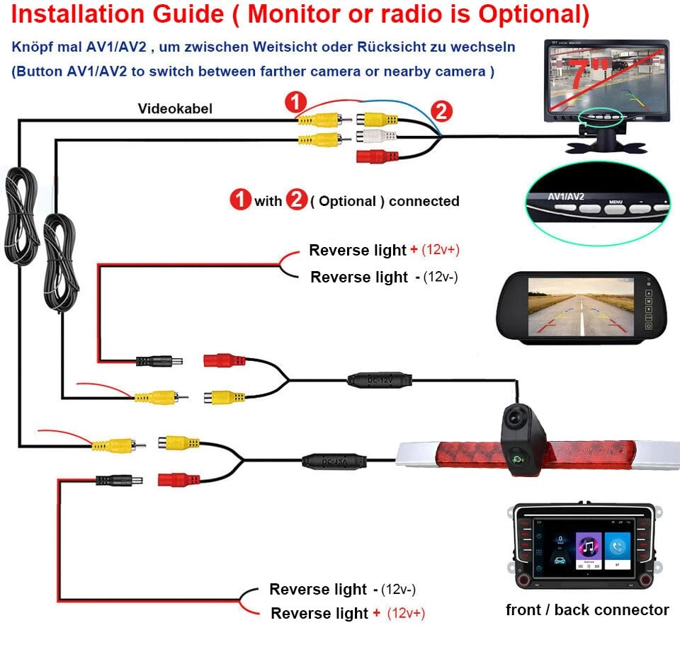 LCD TFT Colour Display Monitor + Car Camera - Night vision 1280 x 720