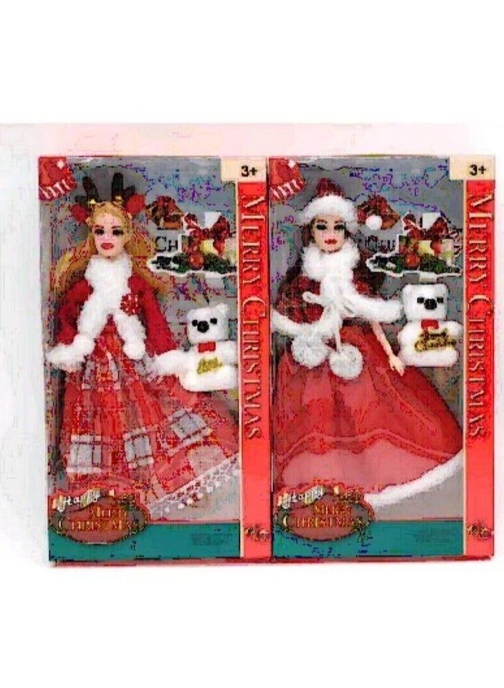 TOY GARDEN Fashion Doll - Festive Santa Dresses Plush Bear Ages 3+ Set