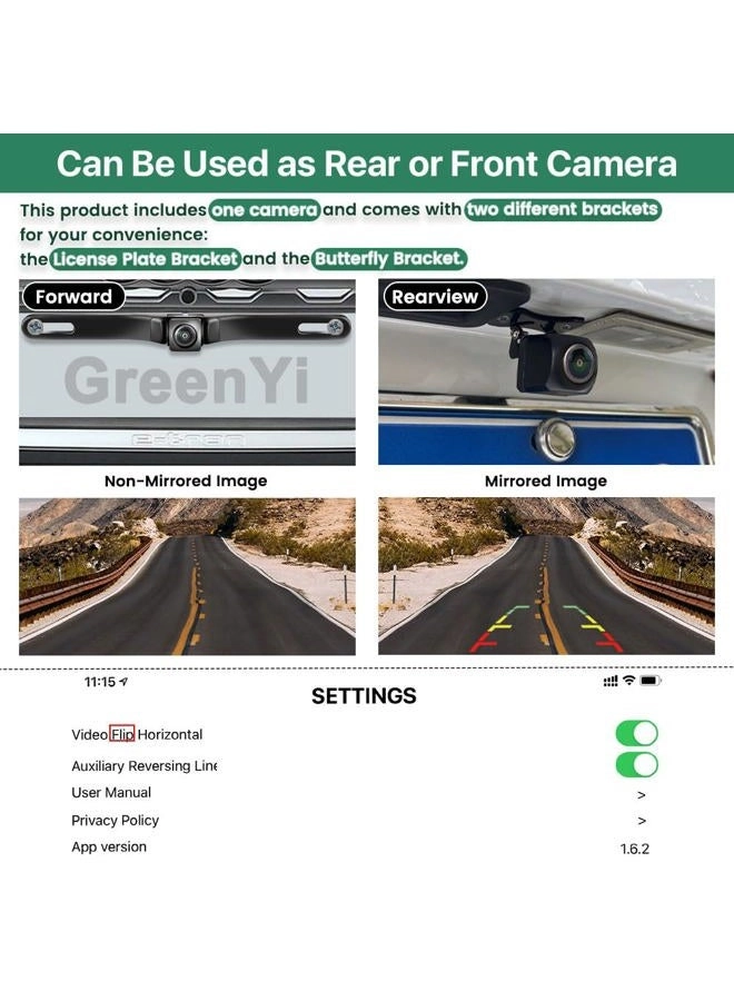 WiFi Car Wireless Backup Camera - Night vision 5G WIFI 1280*720p