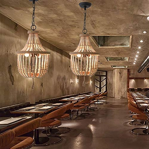 French Country Wooden Chandeliers - E14 3pc Retro white 40*60㎝