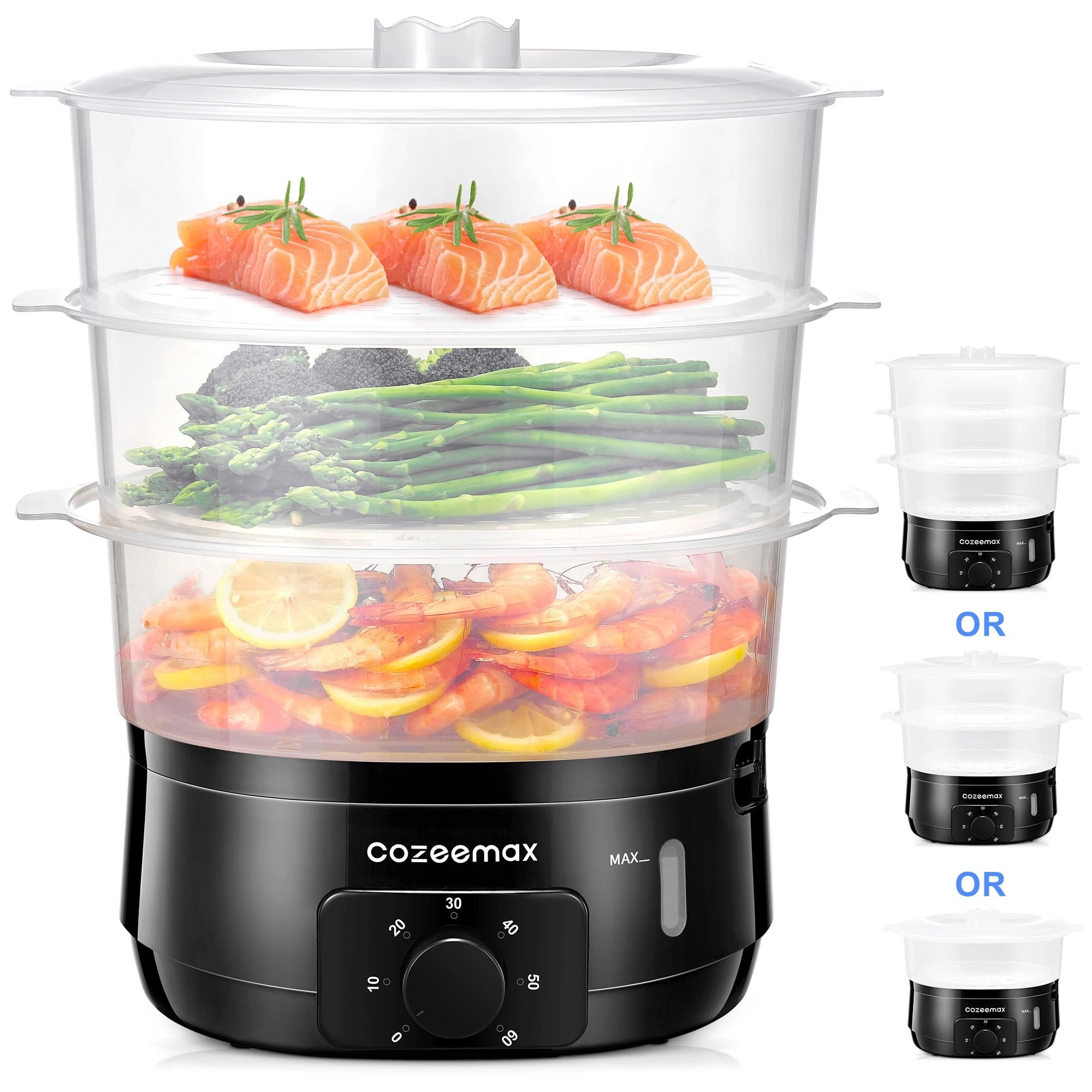 Cozeemax Electric Food Steamer - 13.7 Quarts