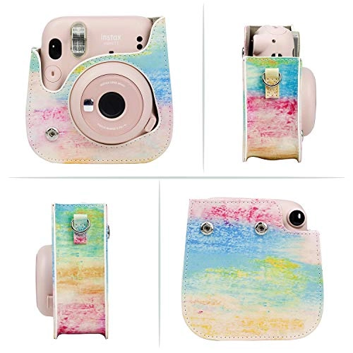 Instax Mini 11 camera case + Book Album - 64 Pockets + Close-Up selfie Lens + Color Lens Set - 6 Colors + Creative Frames Set - 5pcs + Wall Decor Hanging Frame - 10 pcs + Film Decor Sticker Borders - 60 pcs