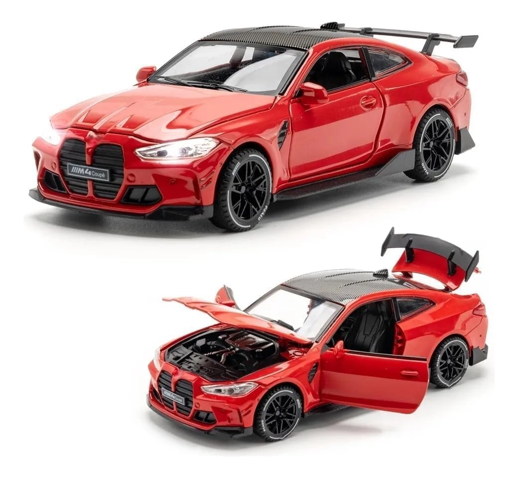BMW M4 - B-M-W 1:32 Openable Door Sound Light Red