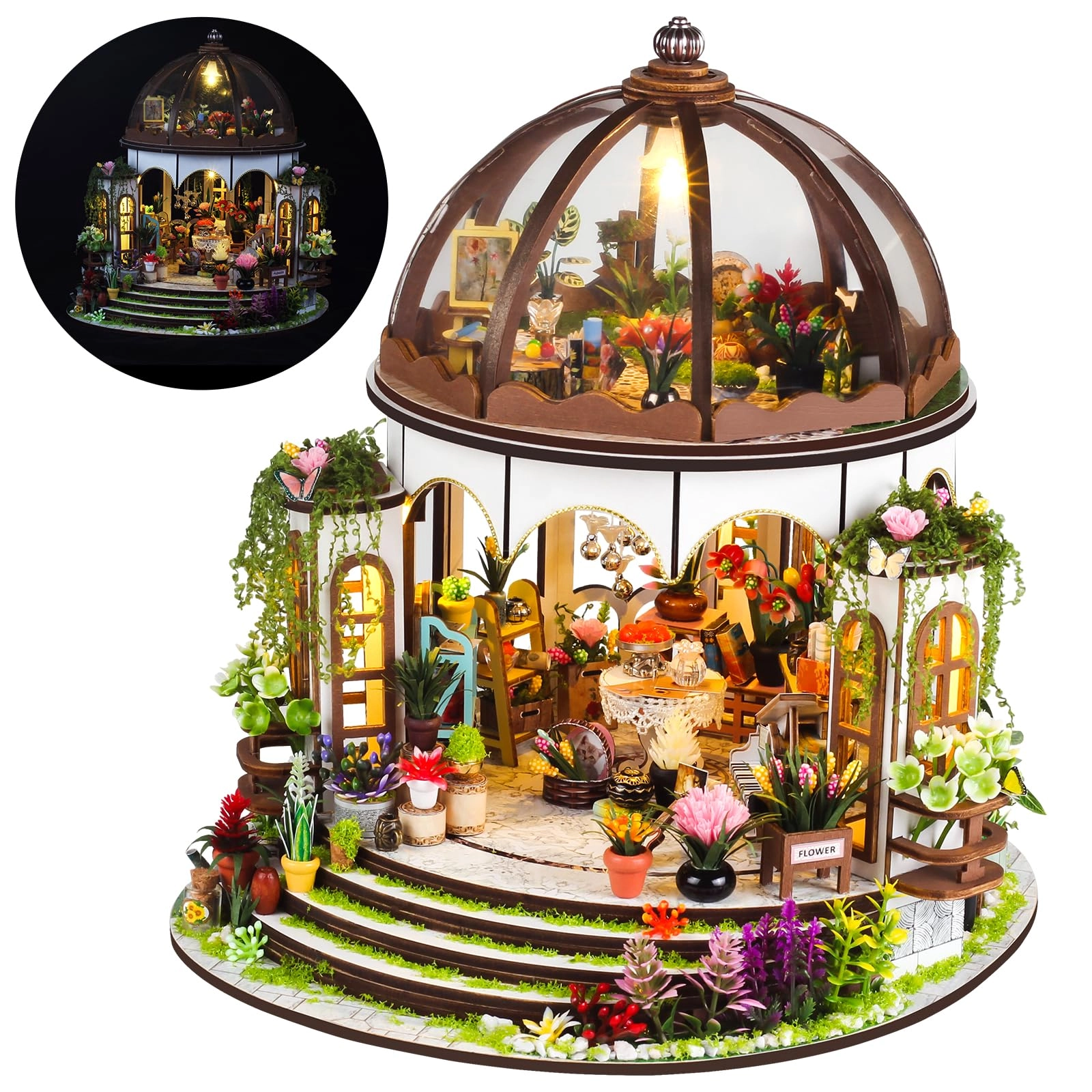 QatmMkt Miniature House Kit - Hanging Garden LED