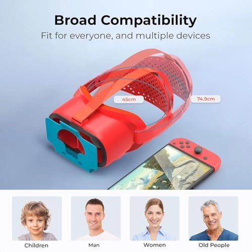 VR Headset for Nintendo Switch - Adjustable HD Lenses Head Strap