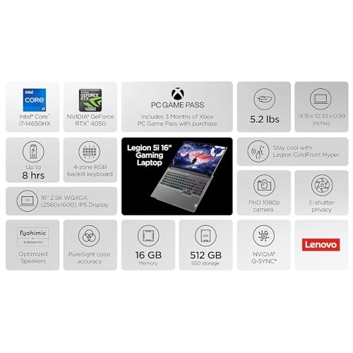 Legion 5 16IRX9 83DG005 - 16'' i7-14650HX 16GB DDR5 512GB SSD