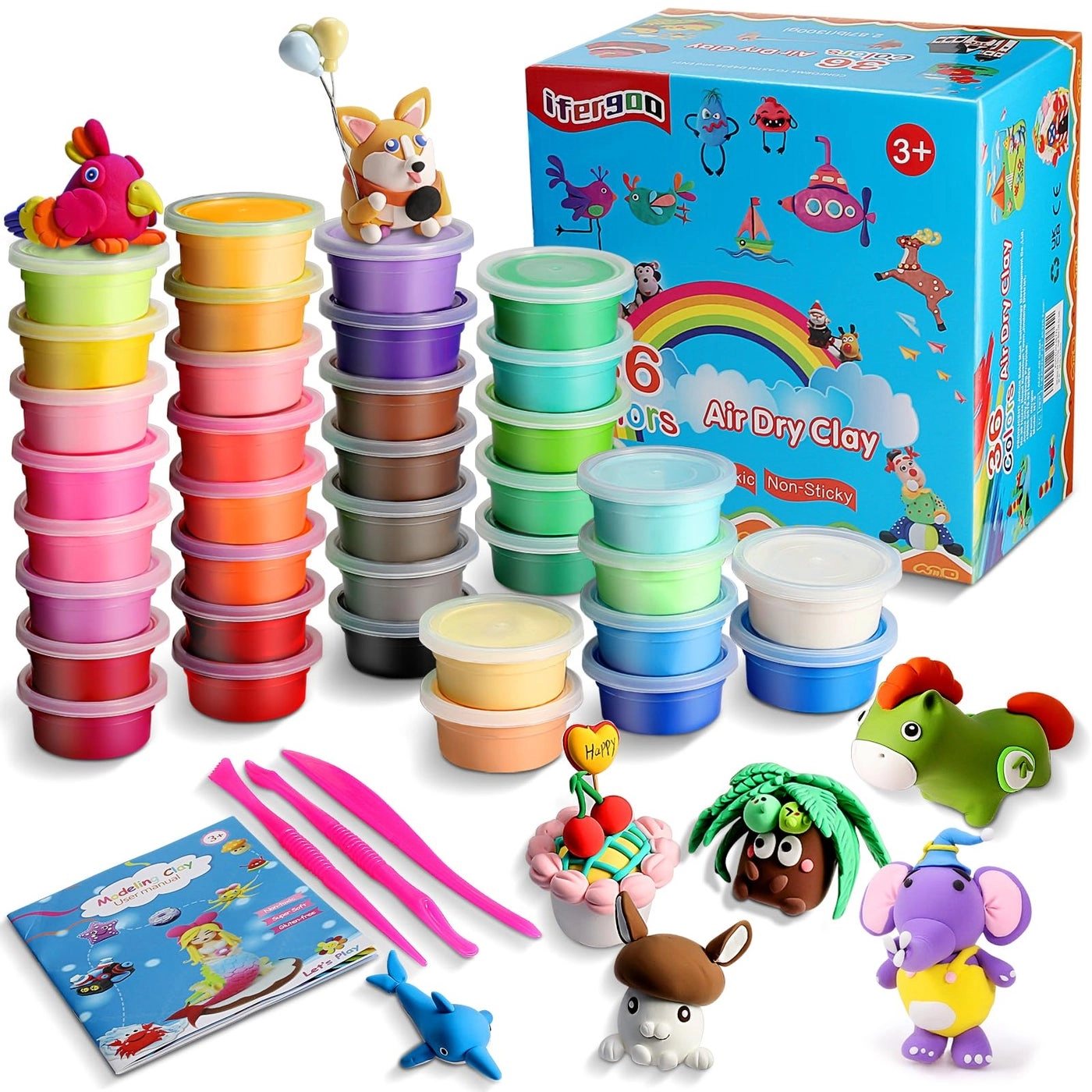 iFergoo Modeling Clay Kit - 36 Colors Air Dry