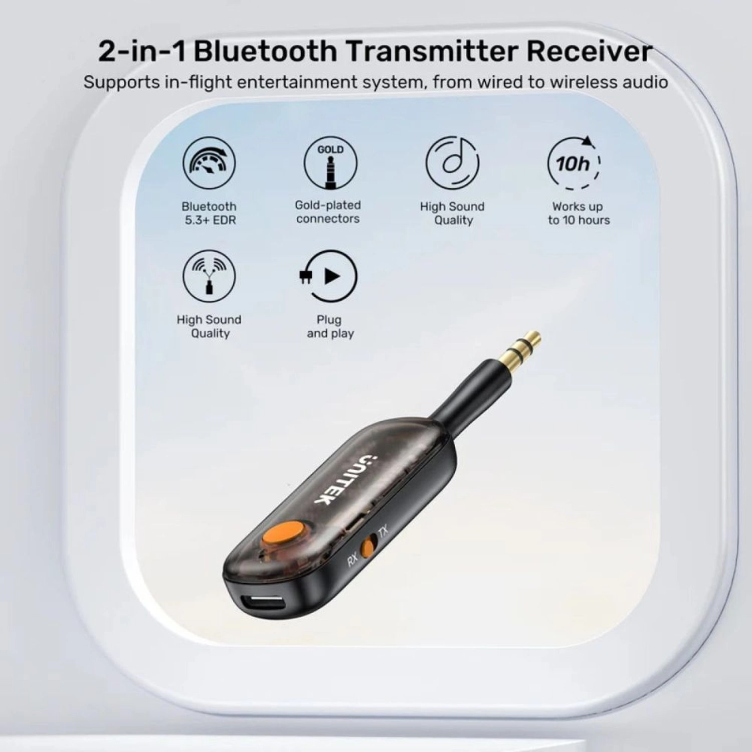 Bluetooth Transmitter Receiver - Bluetooth 5.0 Rechargeable battery