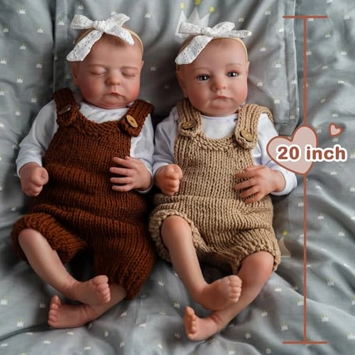 Reborn Baby Doll - 20 Inch Soft Cloth Body Twin Boys Bundle