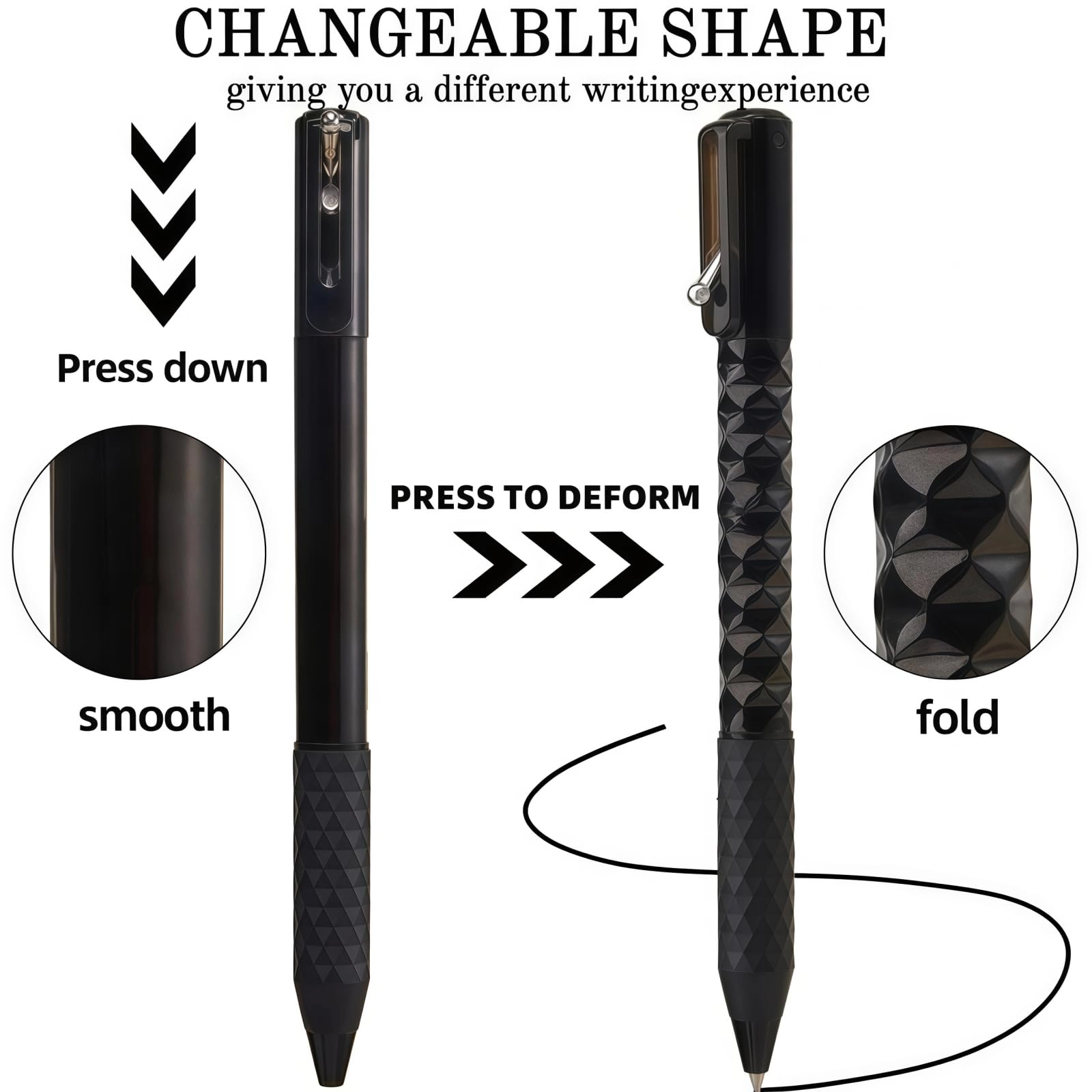 Metal Crinkle Fidget Pen - 3PCS 0.5mm