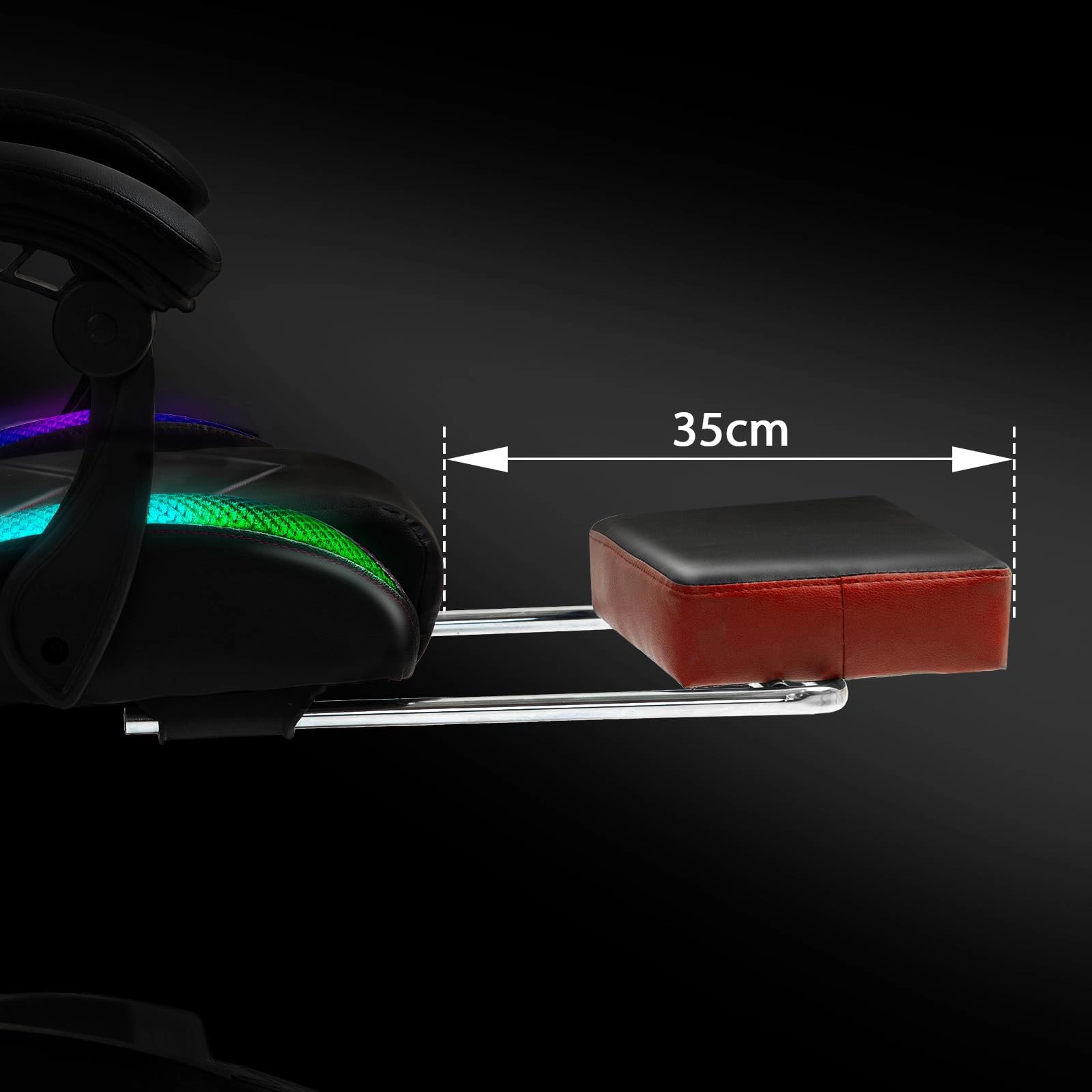 Gaming Chair - RGB LED Lumbar Massager Footrest