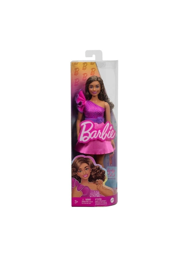 Barbie Fashionistas - Curvy Brown Hair Sparkly Dress Ages 5+