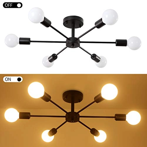 Modern Metal Chandelier - 6-Light Black
