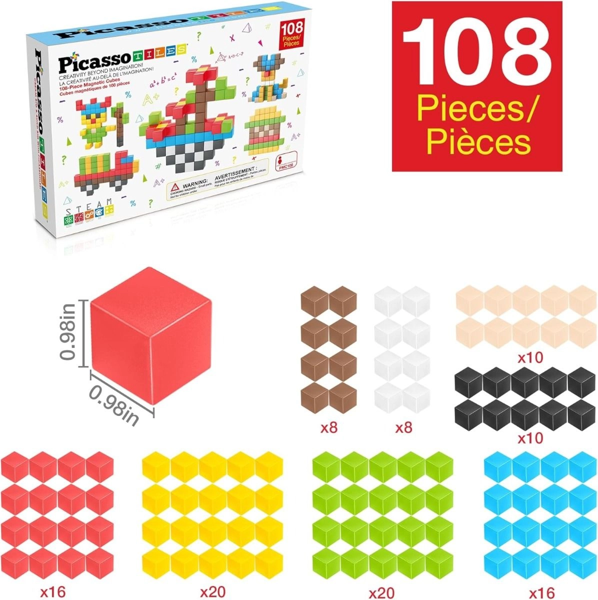 Magnetic Cubes - 108 pcs