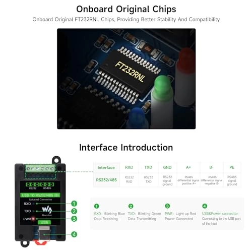 USB to RS485/422 Isolated Converter - FT232RL SP485EEN Wall-Mount Rail-Mount