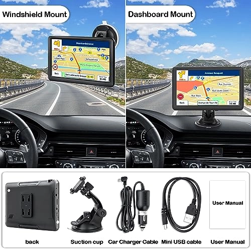 GPS Navigation - 7-inch Touch Screen 2023 North America Maps Lifetime Free Updates