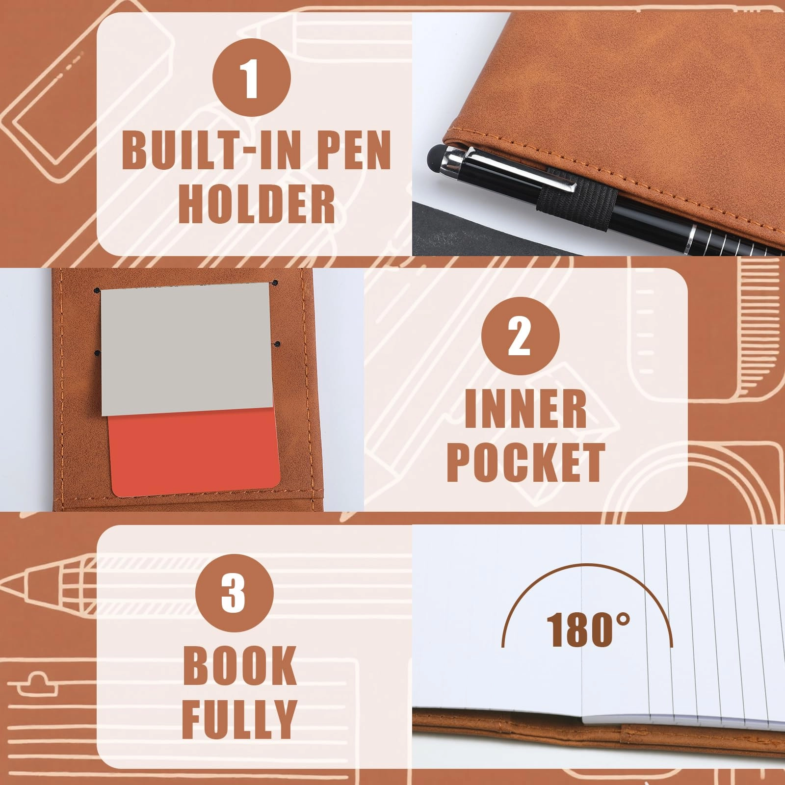 Mini Pocket Notepad Holder - 50 Lined Sheets 10 Pcs