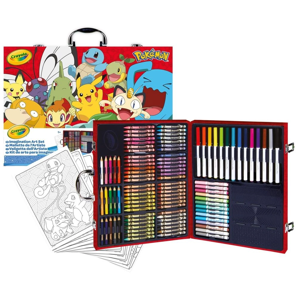 Crayola Pokemon Creative Art Set Case - 56 wax crayons 15 mini pencils 28 washable felt-tip pens