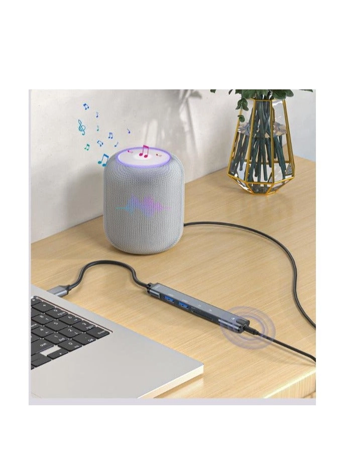 5-in-1 USB Docking Station - USB 2.0 3.5mm TF/SD