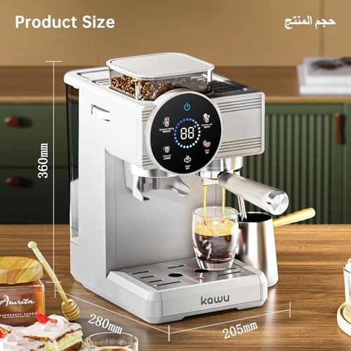 20Bar Semi-Automatic - Integrated Grinder Milk Frother