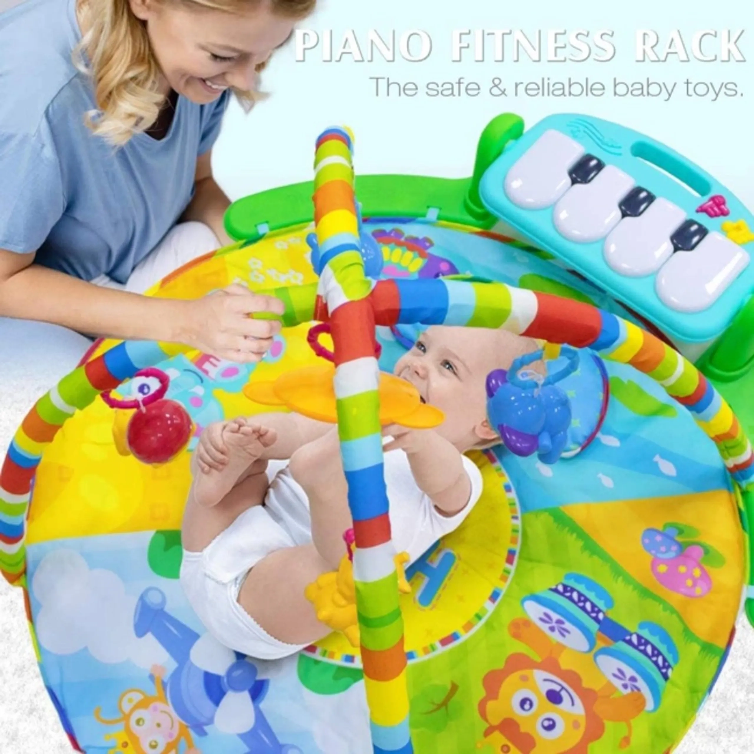 Baby Play Gym Round Piano Mat Activity Center - 0 month and above