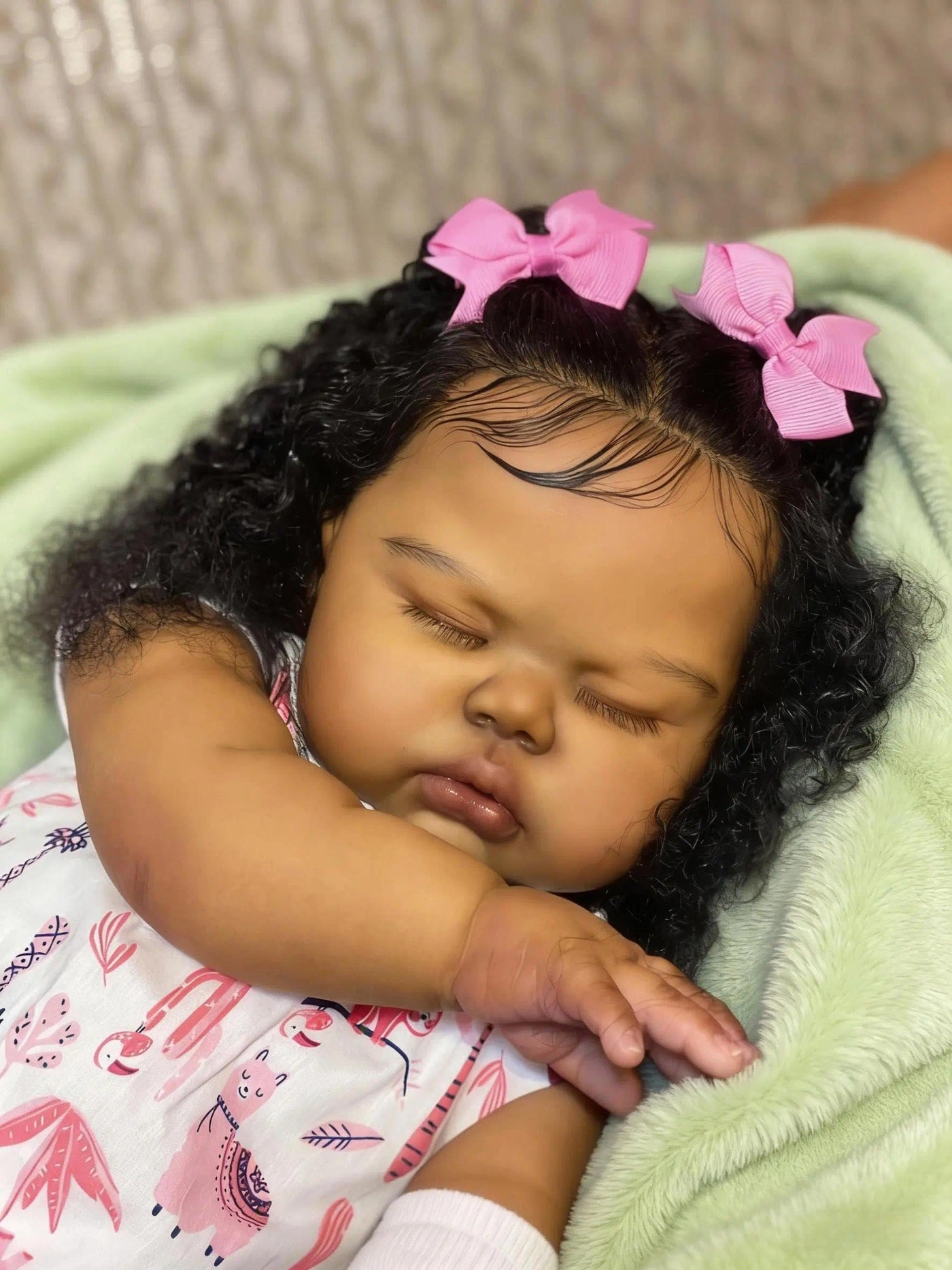 Reborn Baby Doll - 19 Inch Cloth Body Black Curly Hair Ages 3+