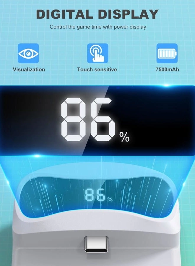 Head Strap - White + Digital Display Battery Pack + Charger Dock