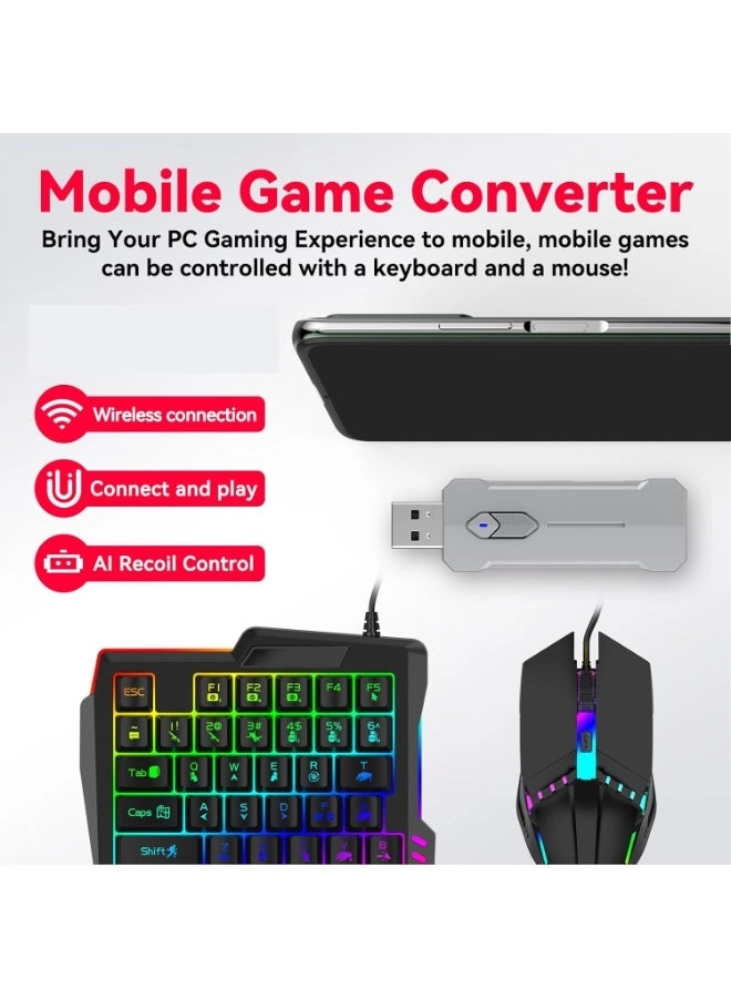 5-in-1 Half-Hand Gaming Keyboard Set - Wireless