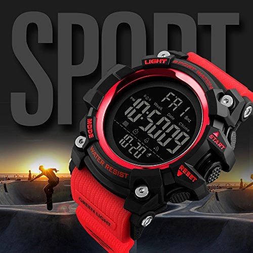 Multifunctional Waterproof Watches Outdoor Sports Digital Military LED Double Time 54mm Plastic