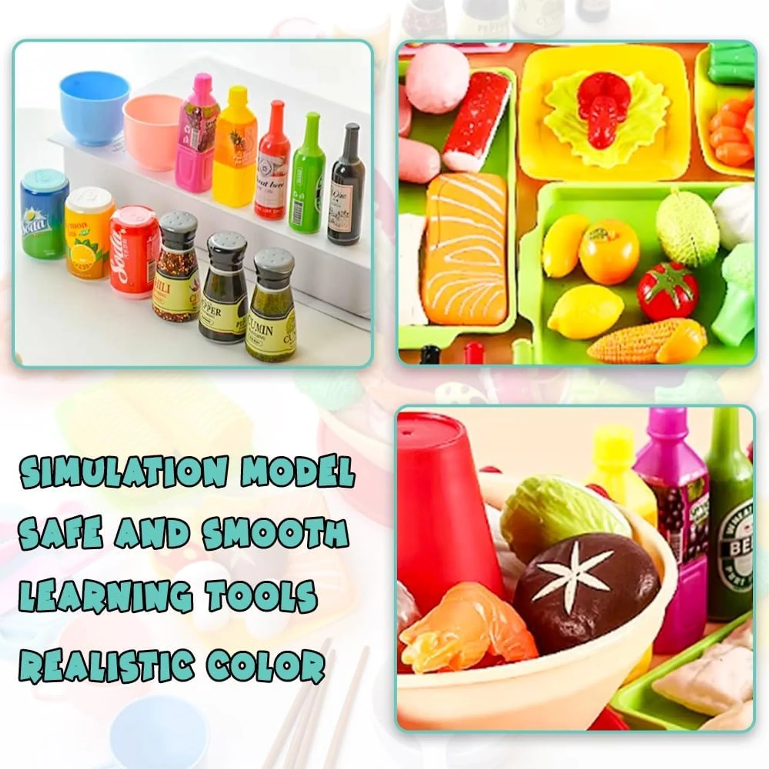 Plastic Fruit & Vegetables Pretend Play Set - 100 Pcs (31594931-KT008)