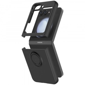 Force Coque Galaxy Z Flip 6 Silicone - Noir + Dragonne assortie for Samsung Galaxy Z Flip 6