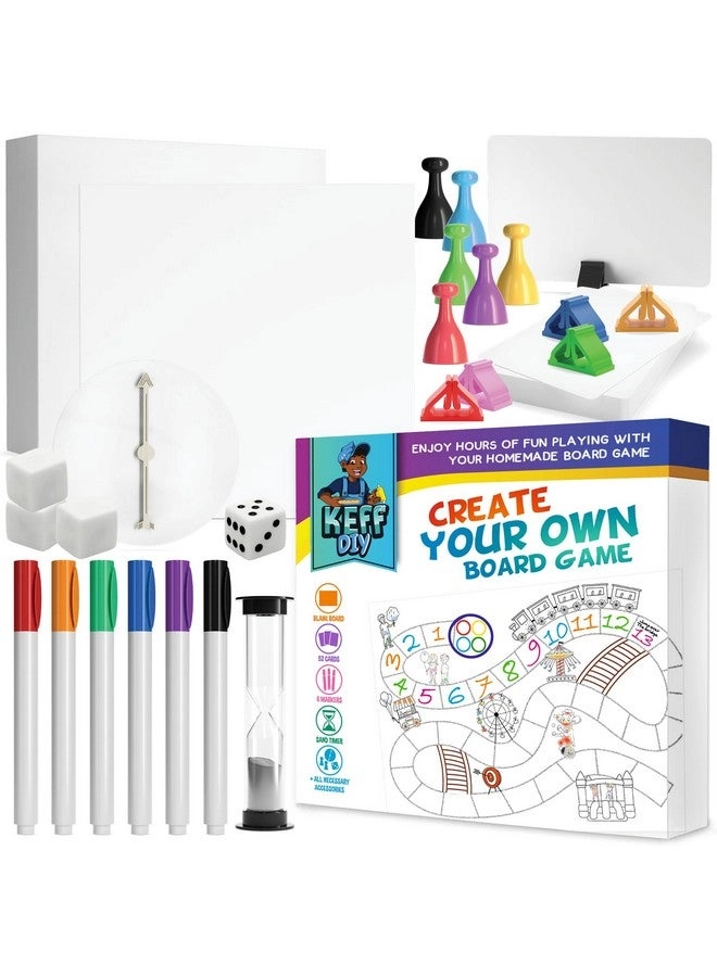 KEFF Make Your Own Board Game Set - Diy Blank Cards Dice