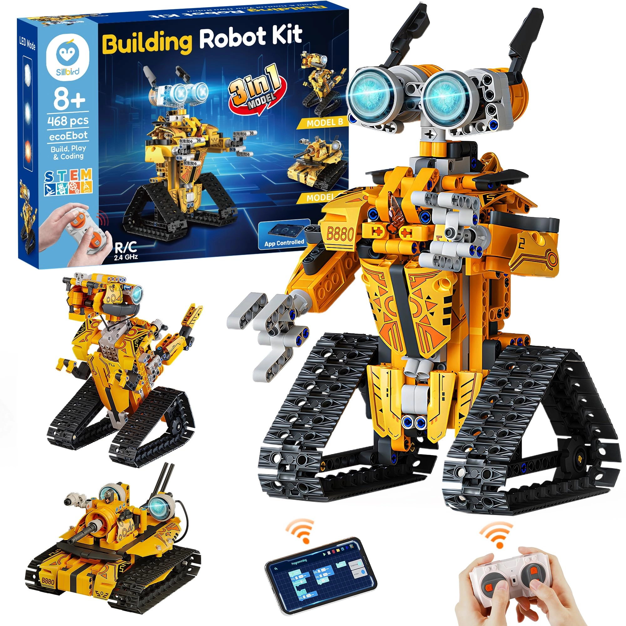 Sillbird 3-in-1 Robot Building Kit Coding - 8 years+ 468 pieces