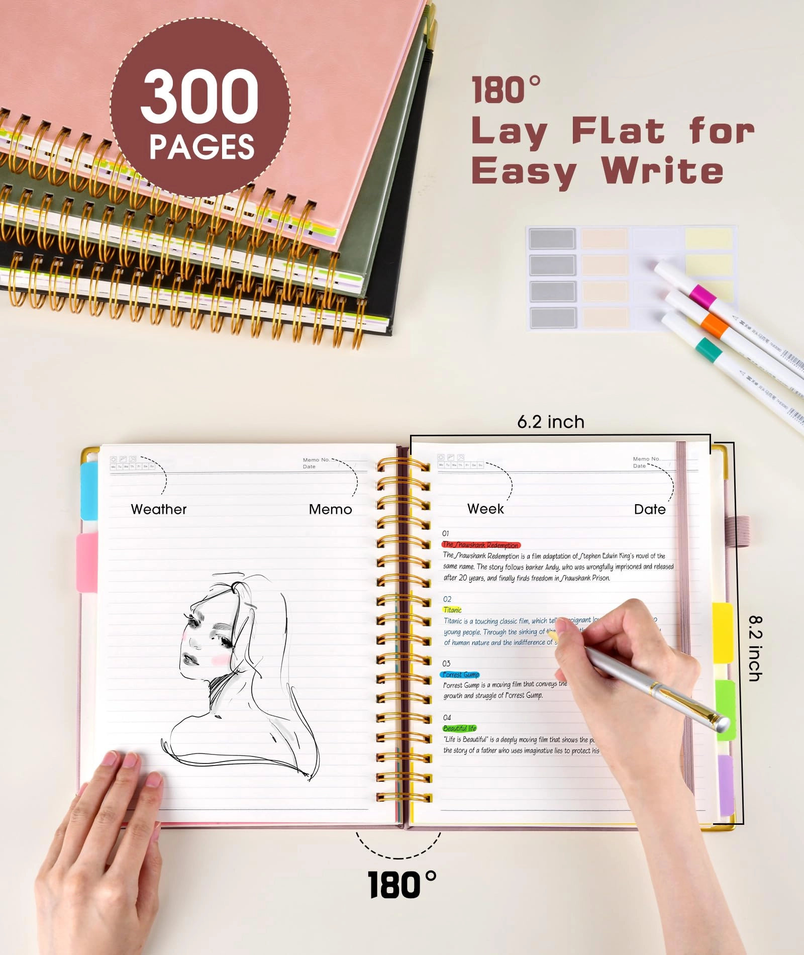 Hardcover Spiral Notebook A5 Spiral - Lined 300 Pages