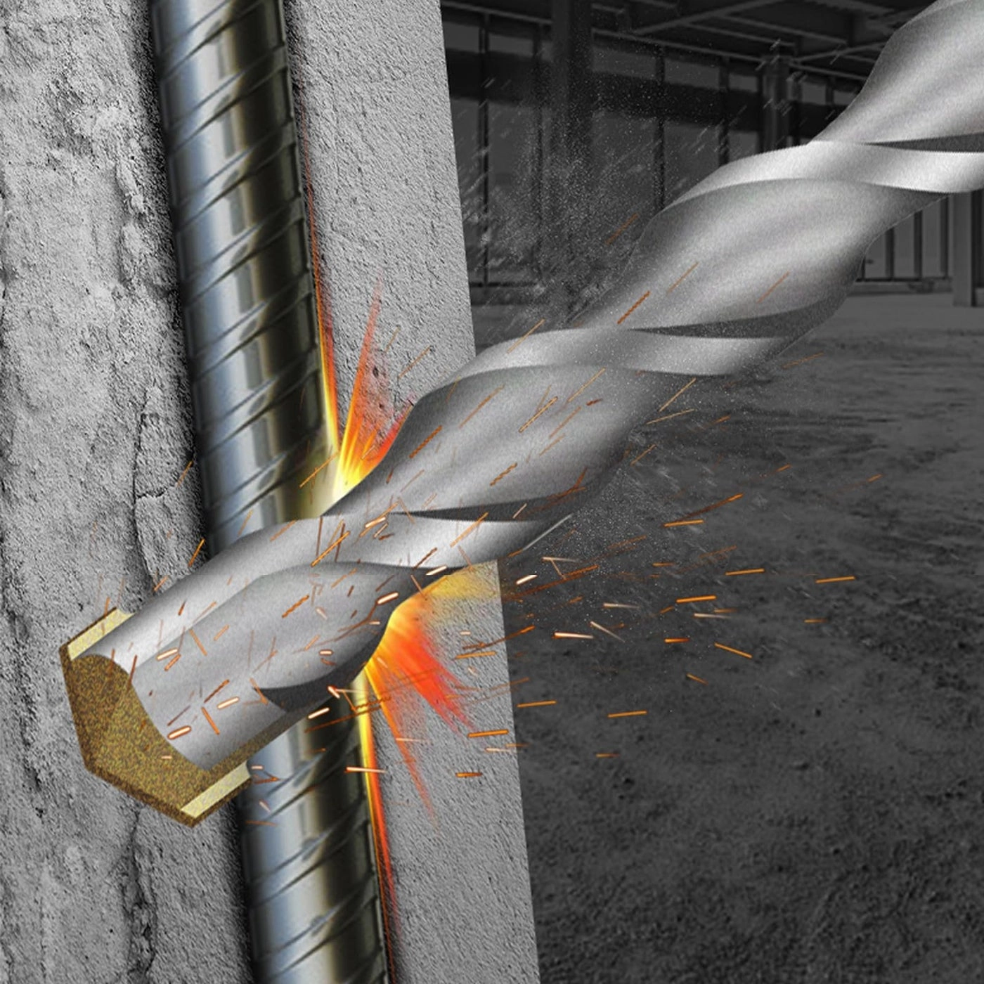 SDS Plus Drill Bits - YG8 Tungsten carbide 10-Piece 3/16" 1/4" 5/16" 3/8" 1/2"