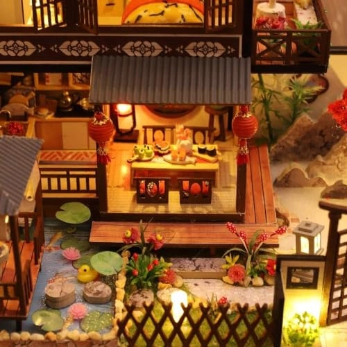 Villa garden DIY house - 42 * 34 * 32cm With music Dust cover