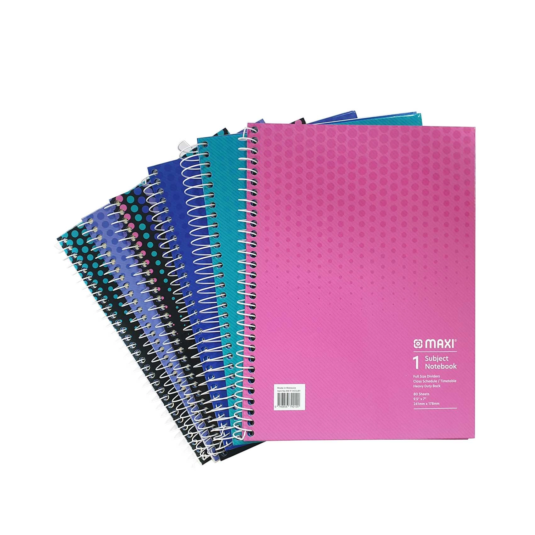 Maxi Spiral 1 Subject Notebook 9.5x7inch Spiral - 80 Sheets