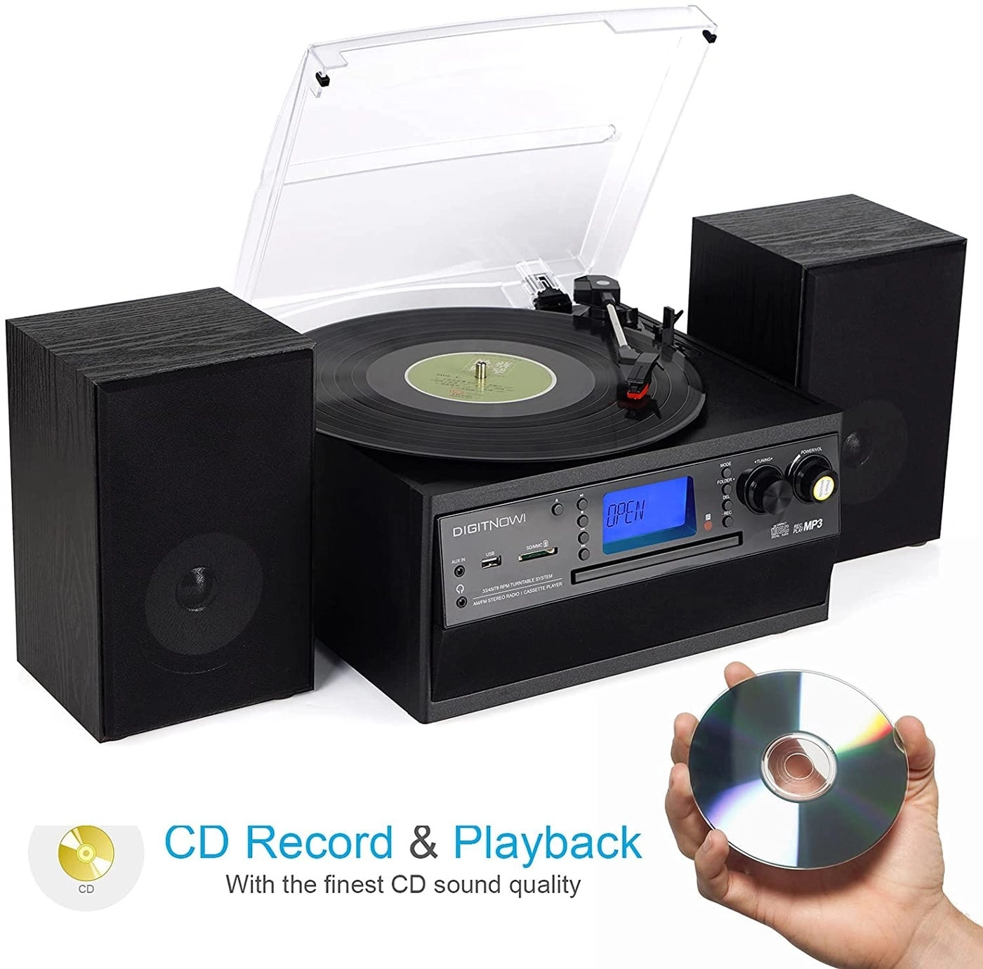 Record Player Turntable - Bluetooth LP Vinyl to MP3 Converter