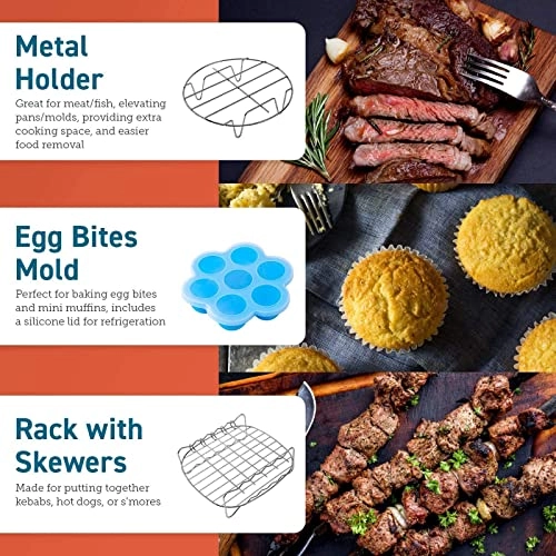 Cake Pan + Pizza Pan + Metal Holder + Multi-Purpose Rack + Silicone Mat + Egg Bites Mold - Plastic 6 piece(s)