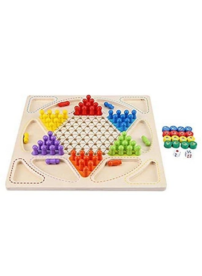 TRU TOYS Chinese Checkers - Wooden Frame + Ludo