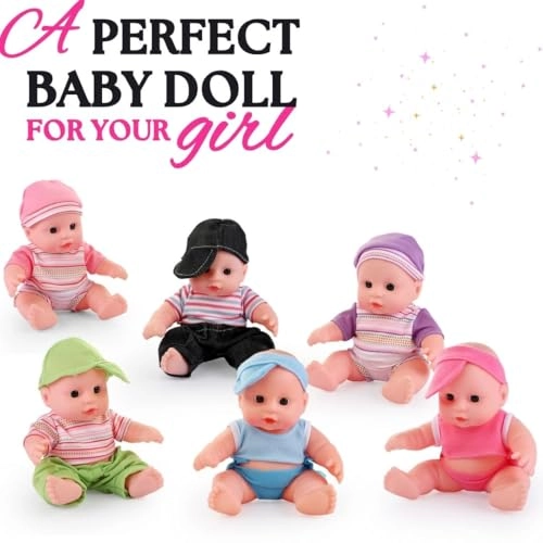 Baby Doll - Pack of 6 All Vinyl 8 Inches Tall Gift Bundle Ages 18+