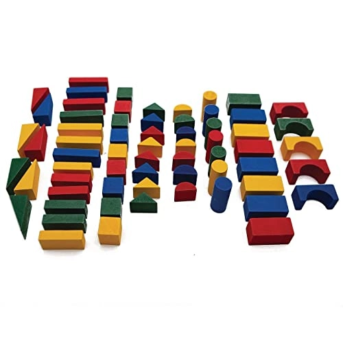 Colored Wooden Block Set - 65 pieces
