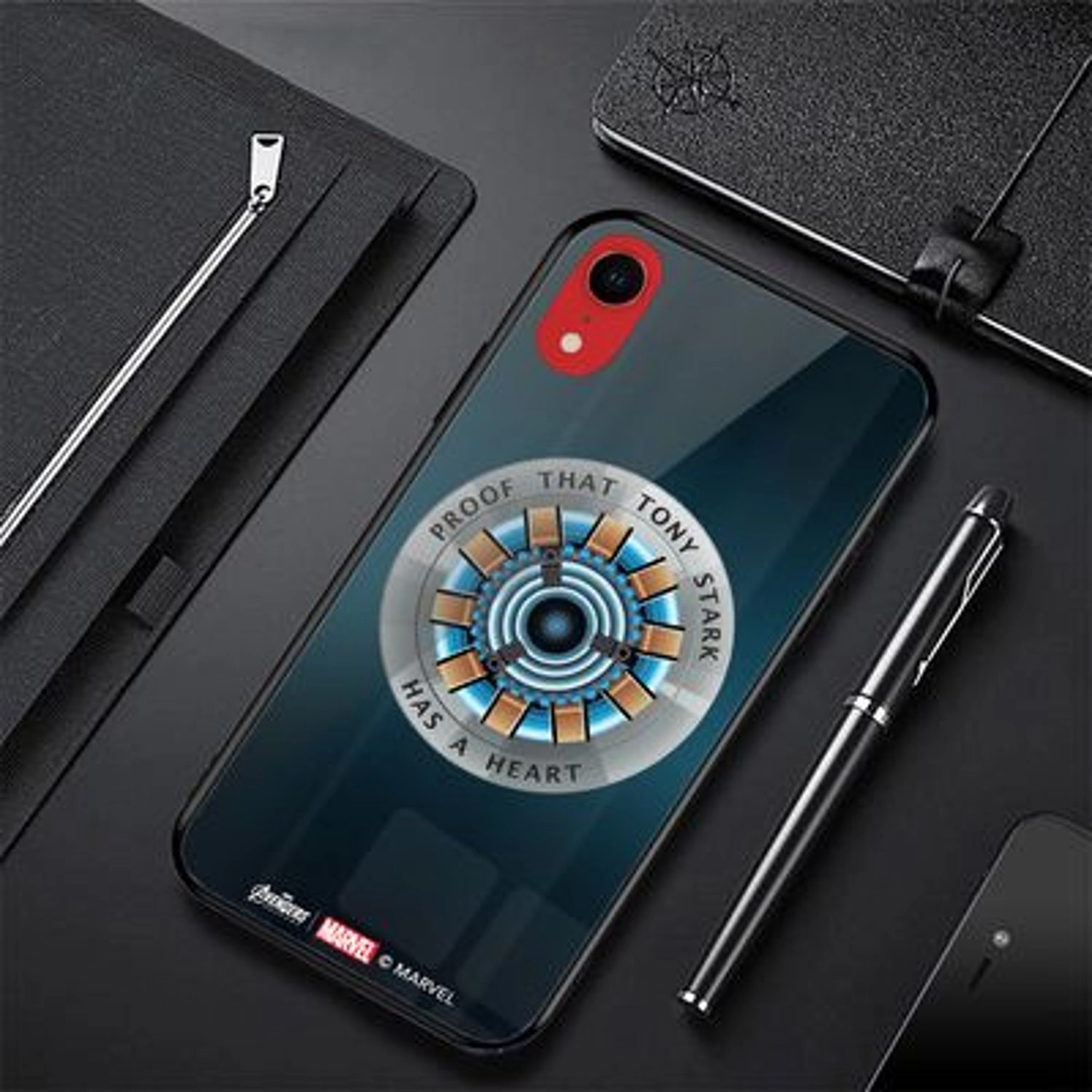 Iron Man Arc Reactor Cover Back Case for iPhone XR - TPU Bumper Case + Tempered Glass Back