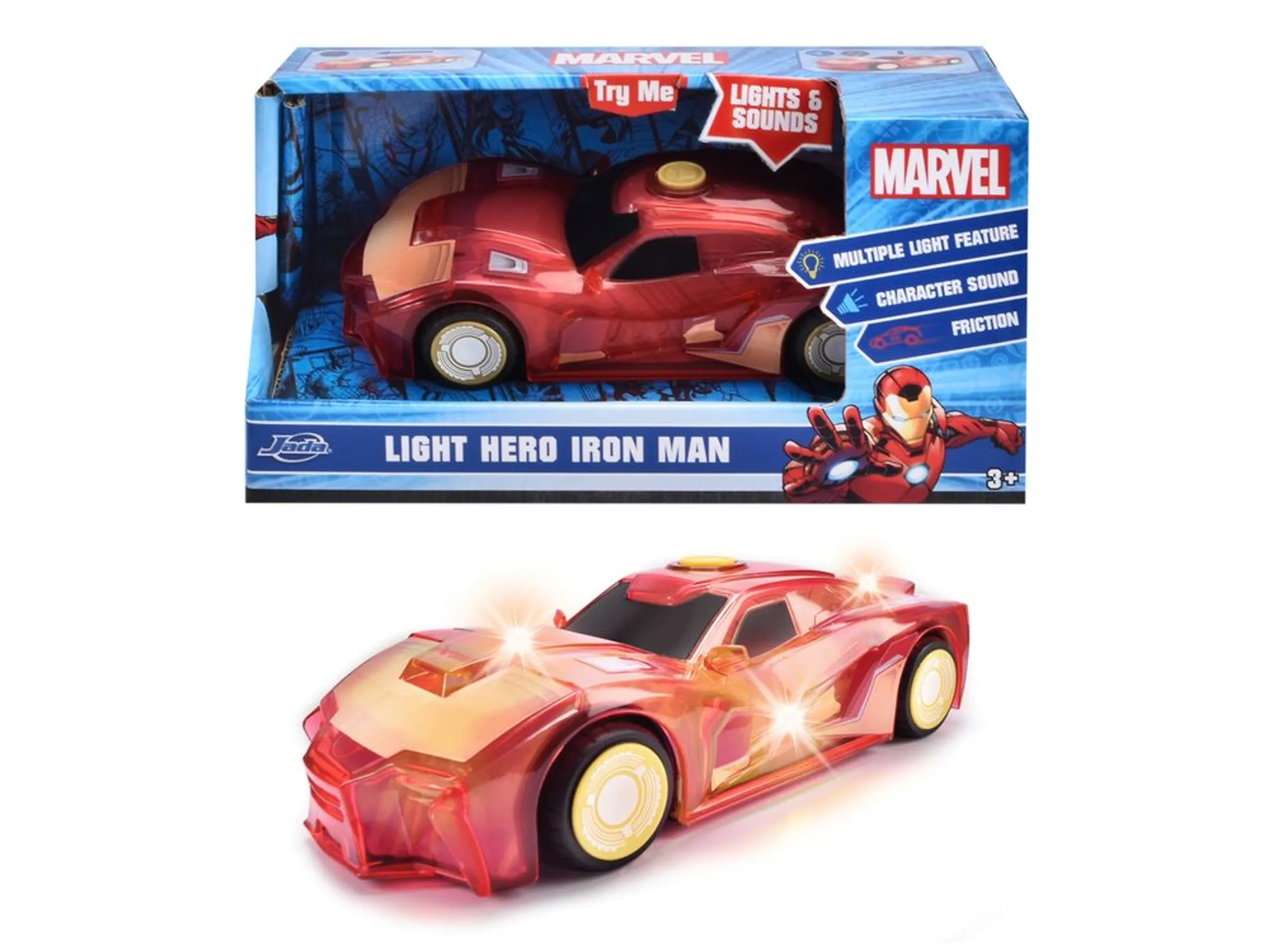 Light Hero Iron Man Car - 15 cm Friction Drive