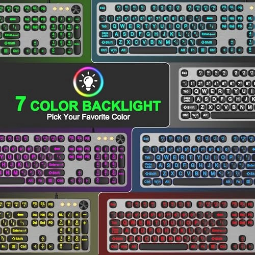 Large Print Backlit Keyboard - Wired