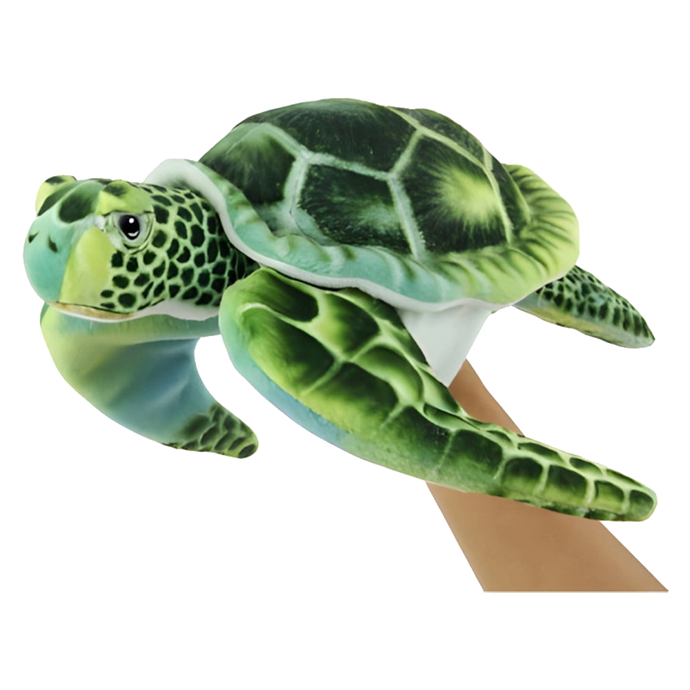 HANSA LOCAL Green Sea Turtle Hand Puppet - 5.51 x 5.2 x 1.77 in Realistic Plush