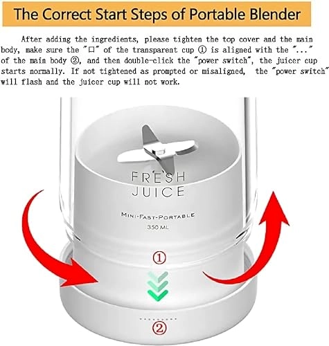 0747256426580 - Portable Smoothie Blender USB Rechargeable Magnetic Charging 4 Stainless Steel Blades