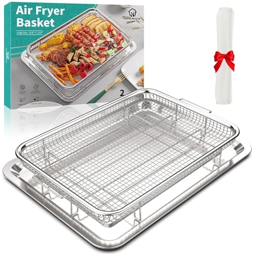 Air Fryer Basket - Stainless Steel + Pan + Parchment Papers - 30PCS